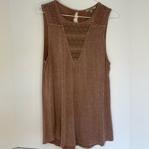 Gimmick Lace Embroidered Tank Top Dusty Rose Size Large